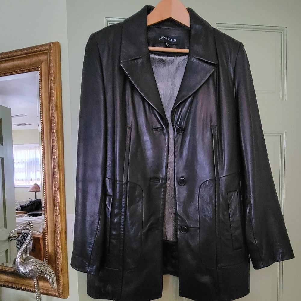 Anne Klein Black Leather Jacket, size S